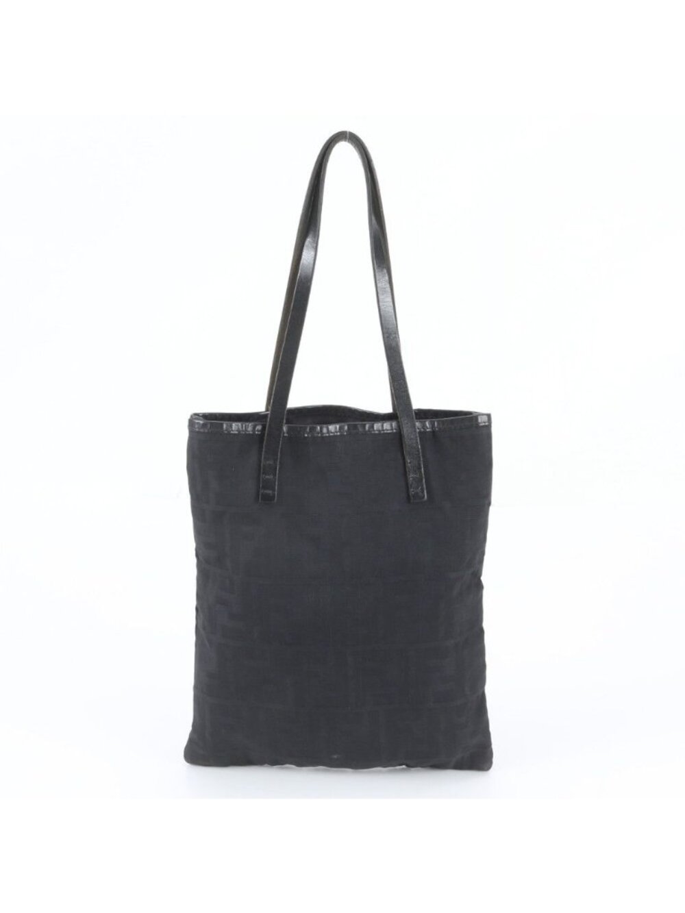 Fendi FF Zucca Leather Tote Bag Shoulder Hand Black